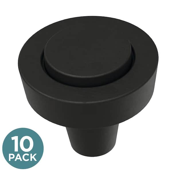 Liberty (10-Pack) Modern Brace 1-5/32 in. (29 mm) Modern Matte Black Round Cabinet Knobs