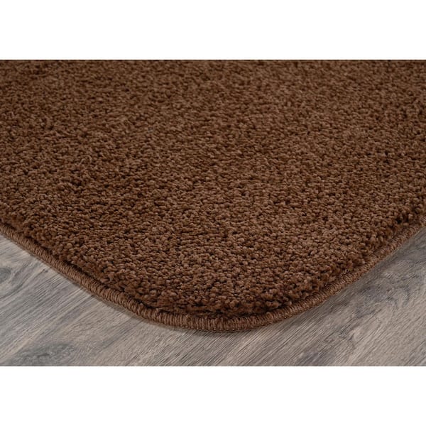 Sedona Cinnamon Brown Solid Color Plush Polypropylene Rectangle 2 Piece Bath Rug Set