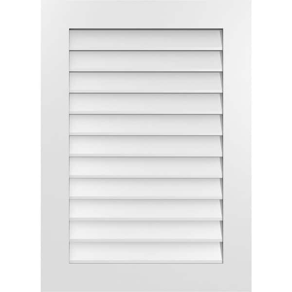 Ekena Millwork 26 in. x 36 in. Vertical Surface Mount PVC Gable Vent: Decorative with Standard Frame