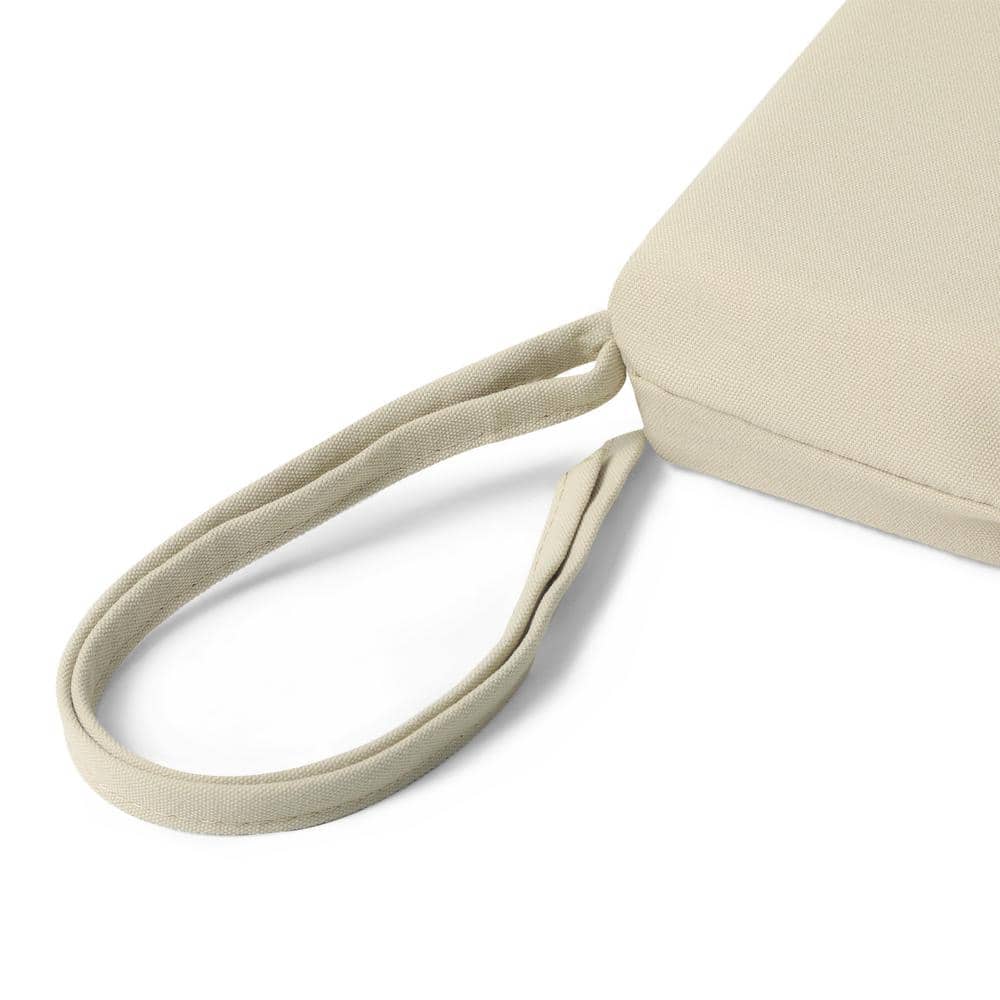 Set of 4 Beige Outdoor Dining Chair Cushions with Ties