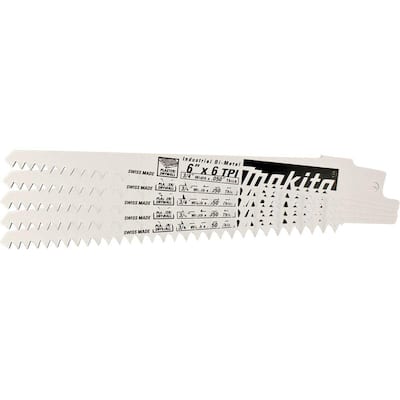 6 in. 6 Teeth per in. Wood Cutting Reciprocating Saw Blade (5-Pack)