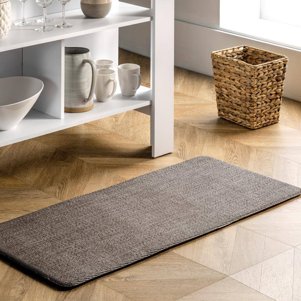 Dark Grey Braided Synthetic Non-slip Comfort Mat 20" x 42"