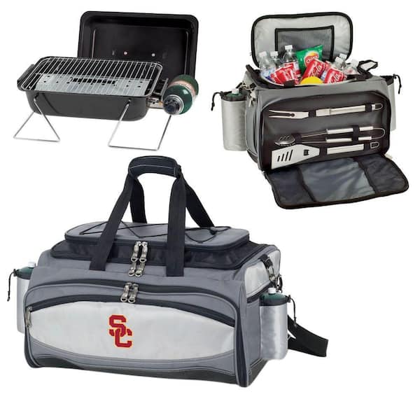 Picnic Time Vulcan USC Tailgating Cooler and Propane Gas Grill Kit with Embroidered Logo