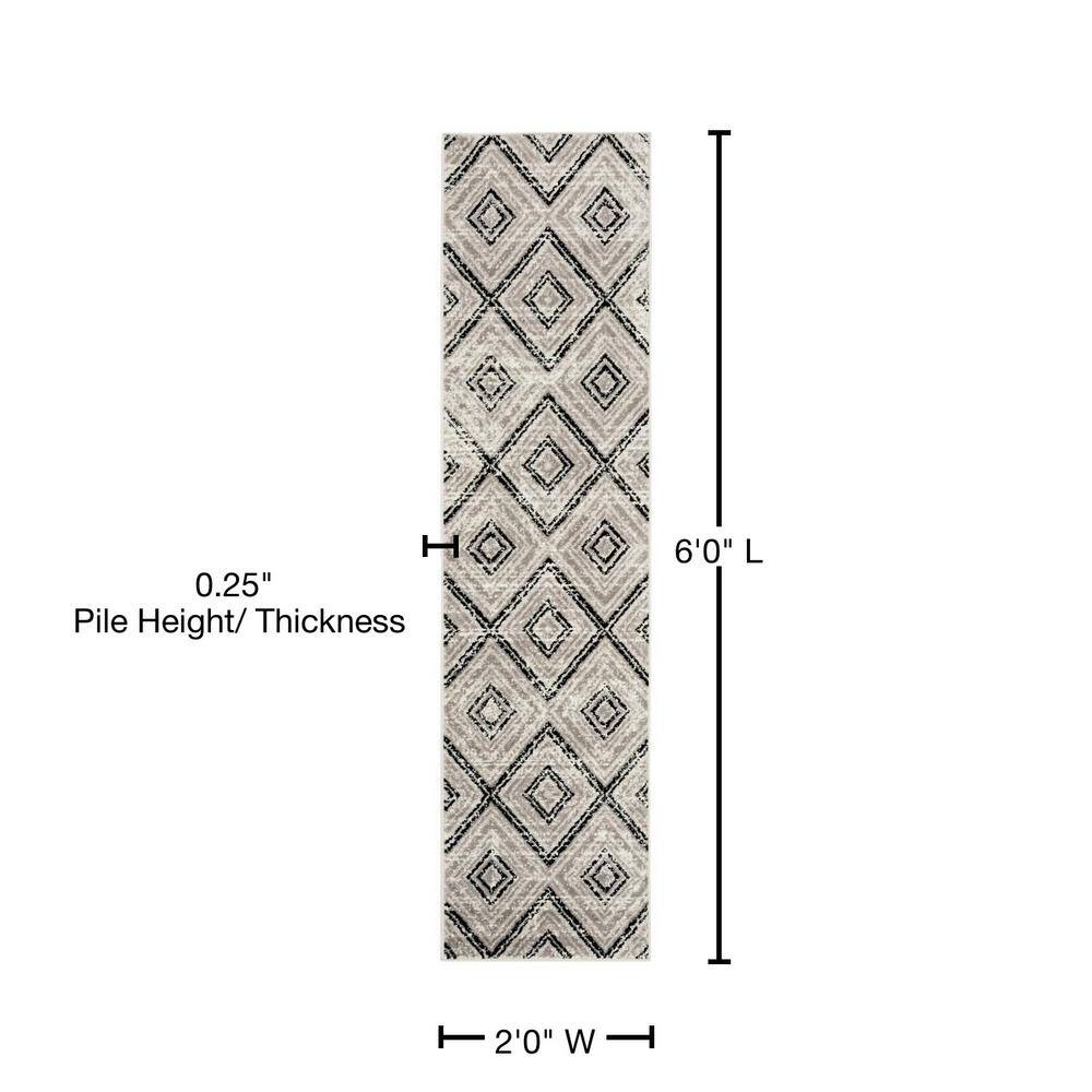 Skyler Silver Medallion Easy Care Runner Rug