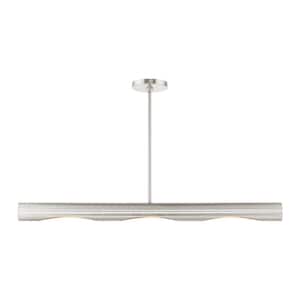 Novato 3-Light Brushed Nickel Linear Pendant with Gold Accents