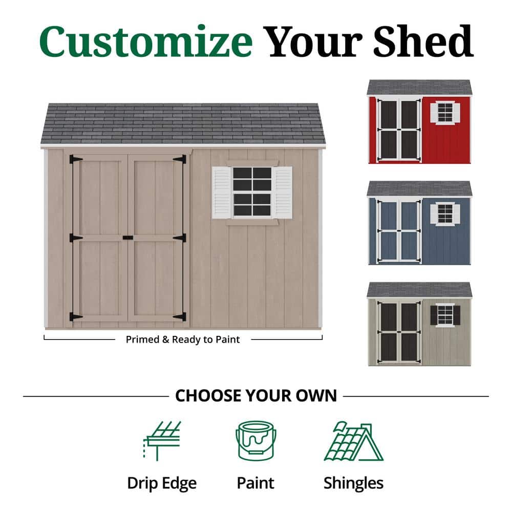 8' x 10' Brown Workshop Shed Kit with Shelving and Windows