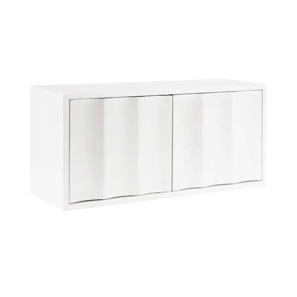 Kate and Laurel Sartell 30 in. W x 10 in. D White Cabinet Decorative Wall Shelf