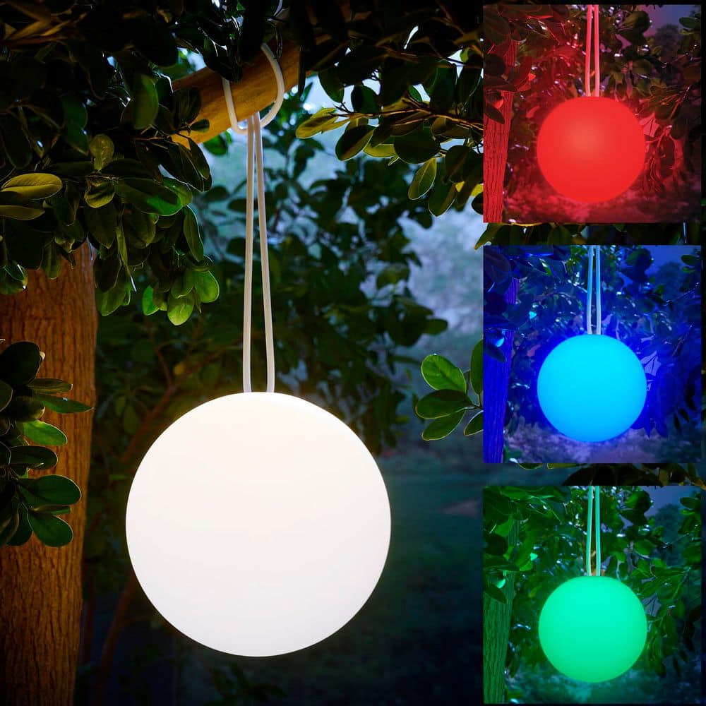 Hampton Bay 12 in. RGB LED Rechargeable Ball Outdoor Hanging Lantern  RS2204039-12 - The Home Depot, image size:1000x1000