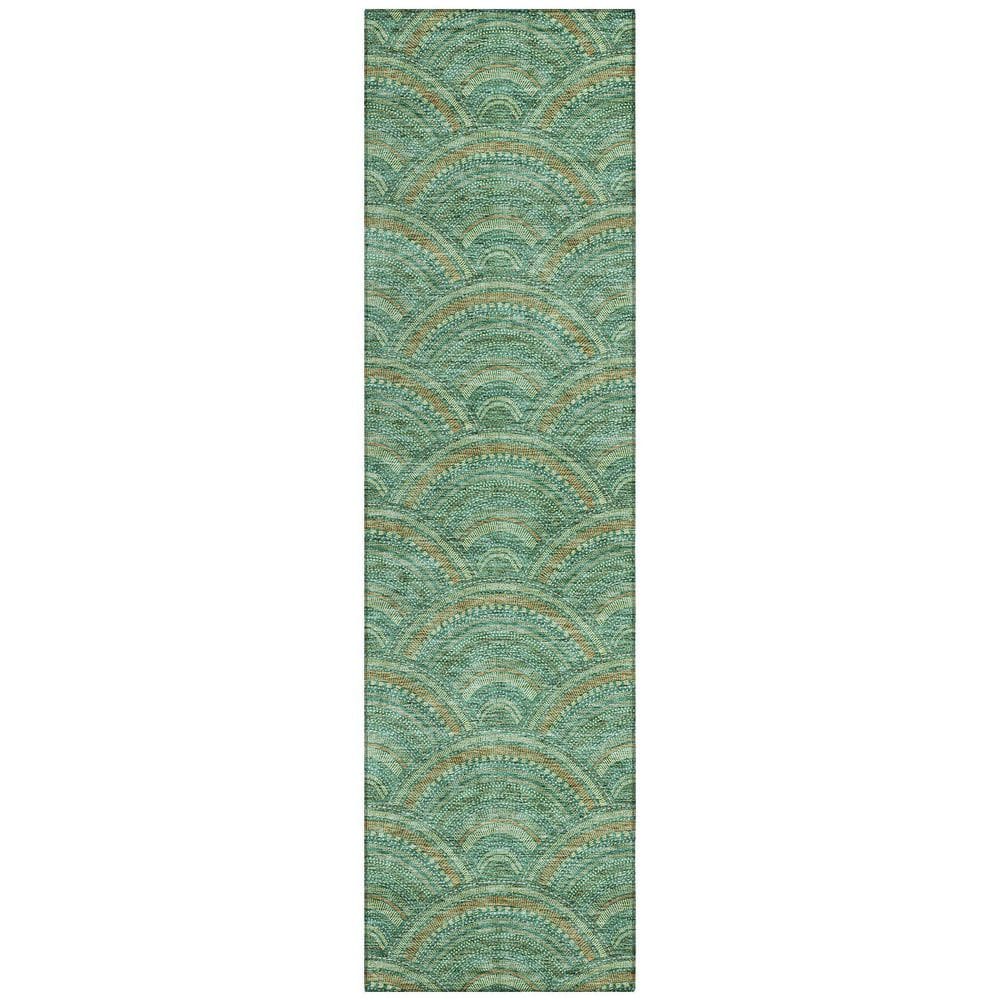 Sage Green Synthetic Washable Runner Rug with Non-Slip Backing