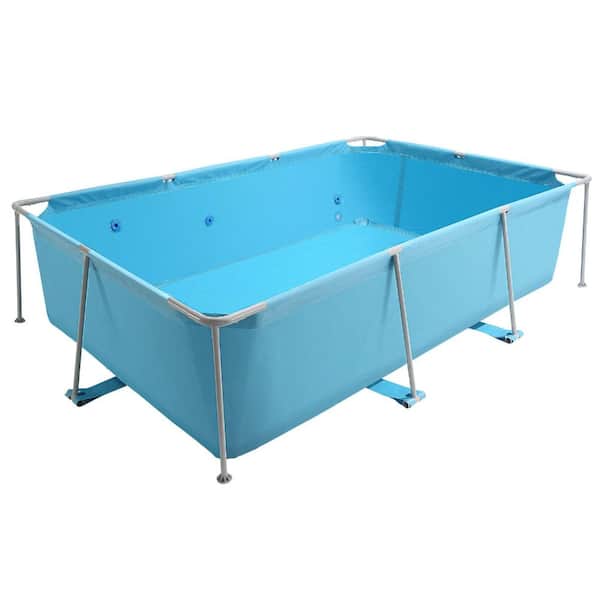 118 in. x 78 in. x 30 in. Rectangular Steel Frame Above Ground Pool, 1046 Gallon Rust-Resistant Blue Family Pool