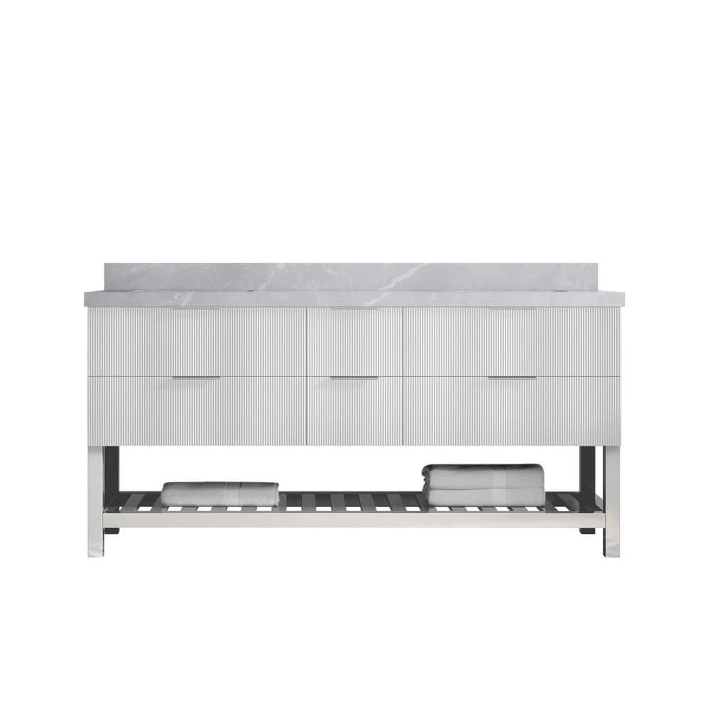 Catalina 72 in. W x 22 in. D x 36 in. H Double Sink Bath Vanity in White with 2 in. Pearl Gray Qt. Top price history on PriceWatchPro