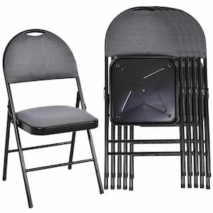 Black Metal Seat Folding Chairs (Set of 6 Chairs)