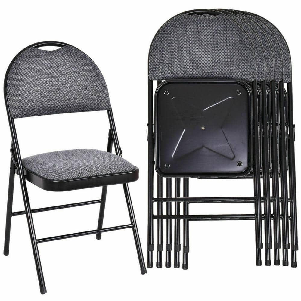 Costway Set of 6 Folding Chairs Fabric Upholstered Padded Seat Metal Frame Home Office