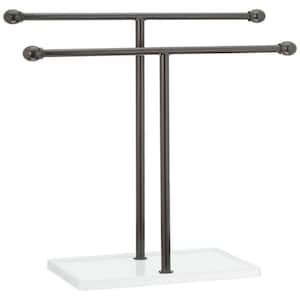 4.7 in. D x 7.4 in. W x 13.25 in. H Bronze Double-T Hand Towel Holder and Accessories Jewelry Stand