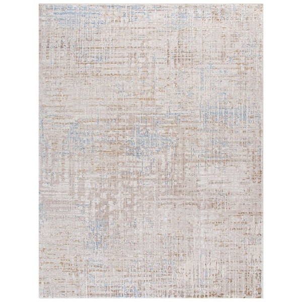 Prestige 9 ft. x 12 ft. Beige/Blue Distressed Abstract Area Rug