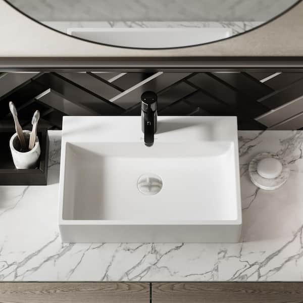 Claire 20.9 in. Rectangle Ceramic Vessel Bathroom Sink in Glossy White