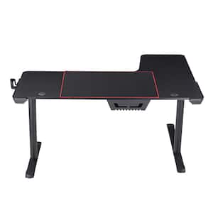 Centenary 64.84 in. L-Shaped Black Steel Computer Desk with USBs