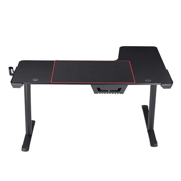 140CM GAMING DESK WITH SHELVES HOME OFFICE RACER COMPUTER PC TABLE -  BLACK(7592)