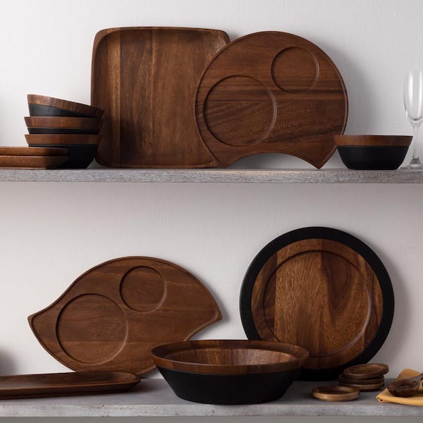 Noritake Kona Wood 13 in. x 11.75 in. (Brown) Acacia Wood Serving