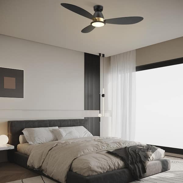 Fayette 52 in. Integrated LED Indoor/Outdoor Black Smart Ceiling Fan with Light and Remote, Works with Alexa/Google Home