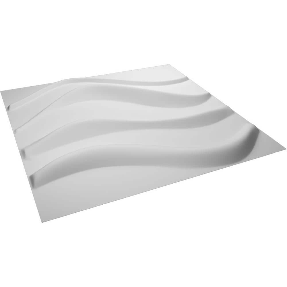 White PVC Wave 3D Decorative Wall Panel 19 5/8" x 19 5/8"