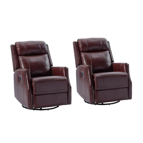 JAYDEN CREATION Helena Genuine Leather Manual Swivel Rocking Recliner ...