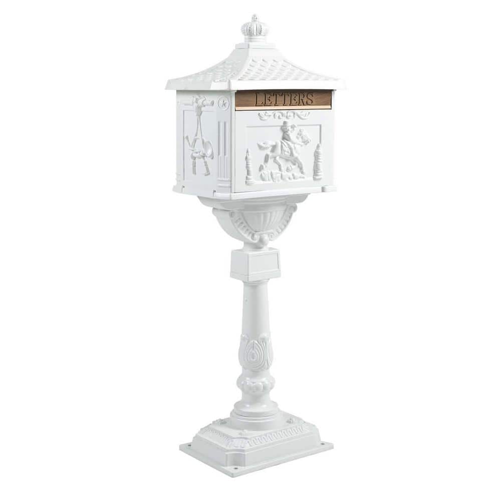 White Heavy Duty Cast Aluminum Mailbox Locking Residential Mailboxes for Ou