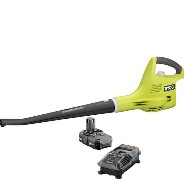 RYOBI ONE+ 120 MPH 18V Lithium-Ion Cordless Hard Surface Leaf Blower/Sweeper - 1.3 Ah Battery and Charger Included