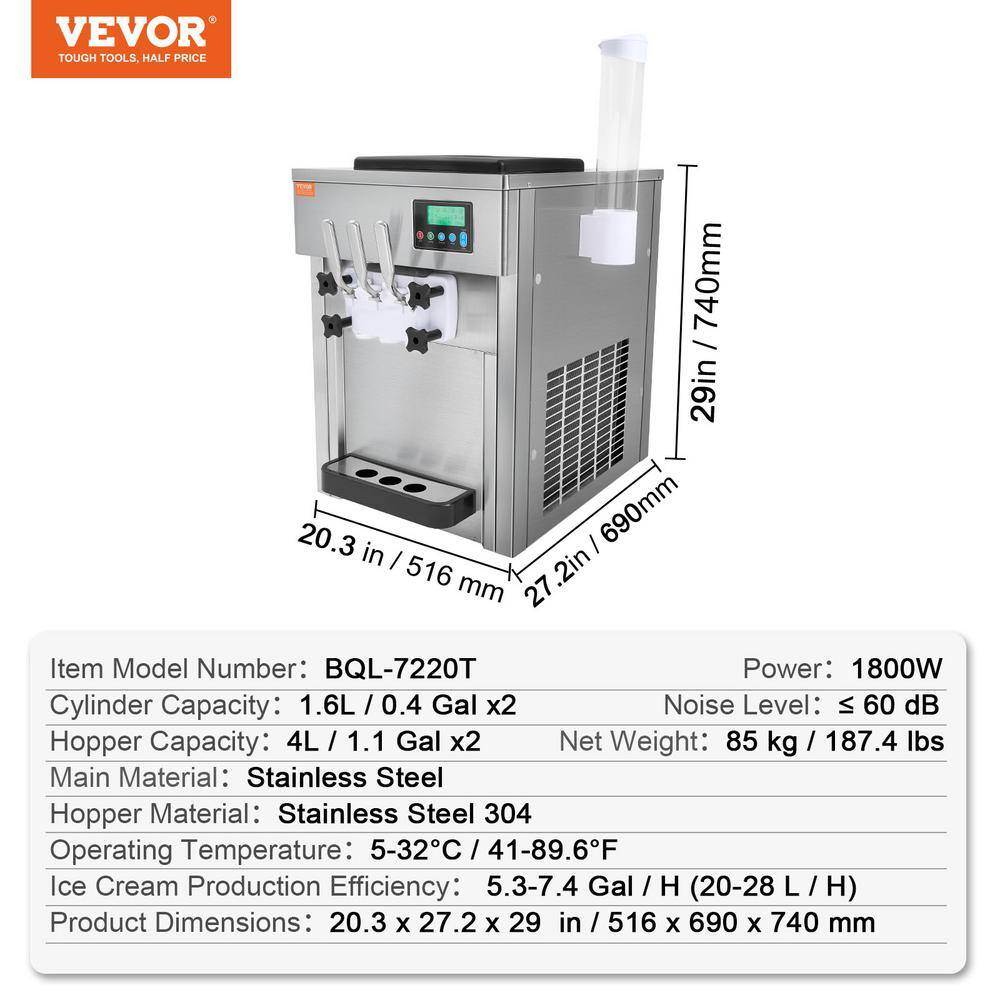 Silver Stainless Steel Commercial Soft Serve Ice Cream Machine