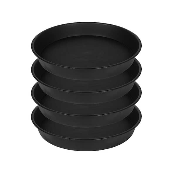 19  in. W x 3  in. H Black Heavy Duty Plastic Deep Plant Saucers for Pots Perfect for Outdoor Plants & Flowers (4-Pack)