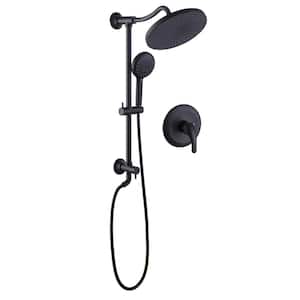 2-Spray Patterns 10 in. Wall Mount Dual Shower Heads with 5-Setting Hand Shower System in Matte Black