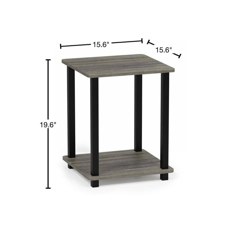 Modern French Oak Black Square Wood End Table Set