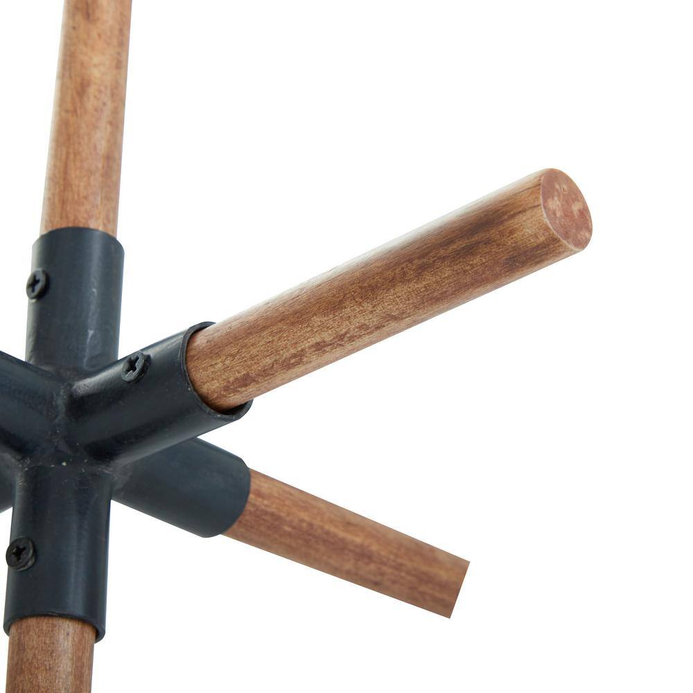 Rustic Dark Wood X-Shaped Tabletop Sculpture