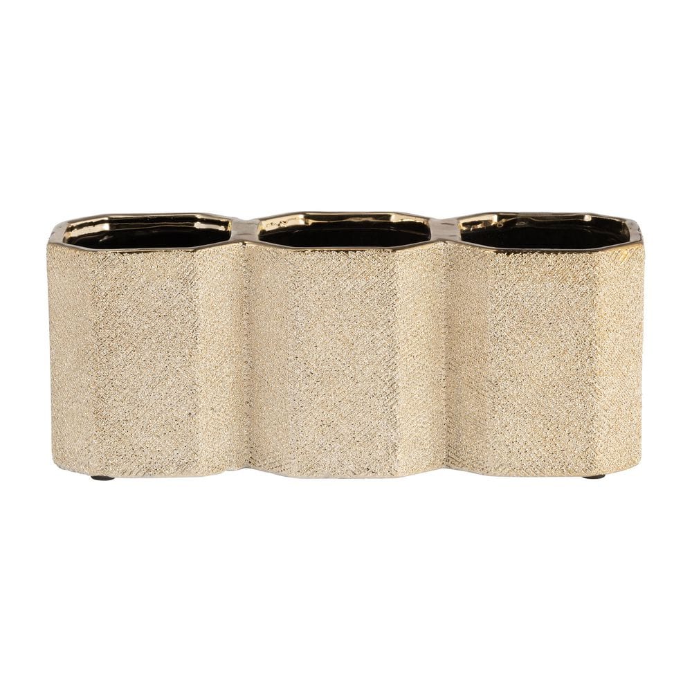 Liv & Skye 4 in. Gold Ceramic Decorative Storage Organizer