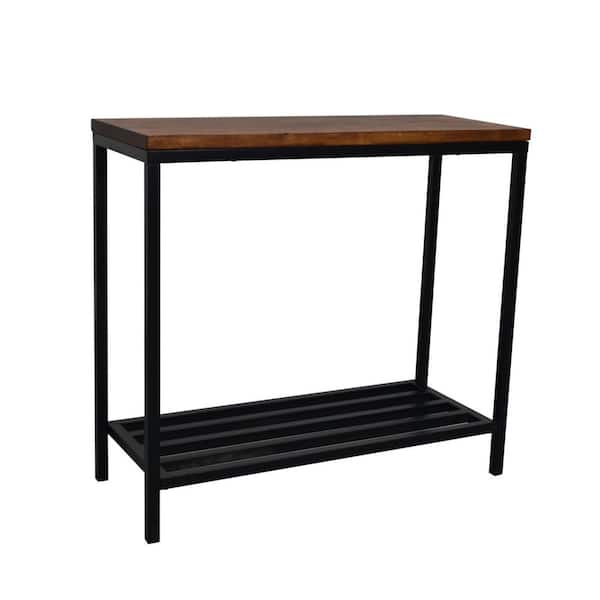 Carolina Chair & Table Ryan 34 in. Black/Chestnut Standard Rectangle Wood Console Table with Storage