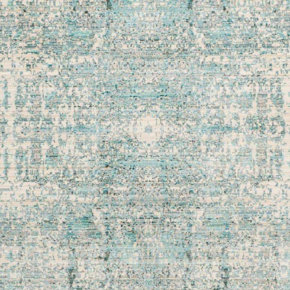 Teal and Multicolor Abstract Synthetic 4' x 6' Area Rug
