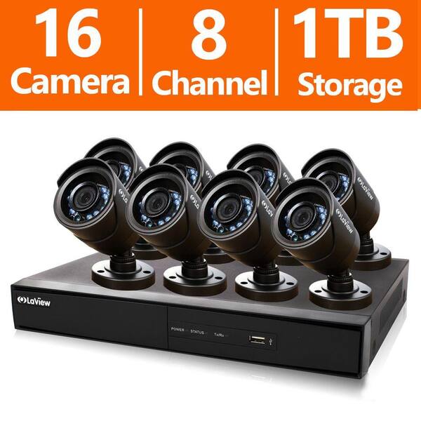 LaView 16-Channel 960H Indoor/Outdoor Surveillance System with 1TB HDD and (8) 600TVL Camera