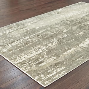 Formosa Ivory/Gray 2 ft. x 10 ft. Abstract Distressed Modern Hand-Loomed Viscose Indoor Runner Area Rug