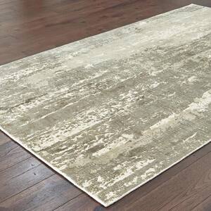 Formosa Ivory/Gray 6 ft. x 9 ft. Abstract Distressed Modern Hand-Loomed Viscose Indoor Area Rug