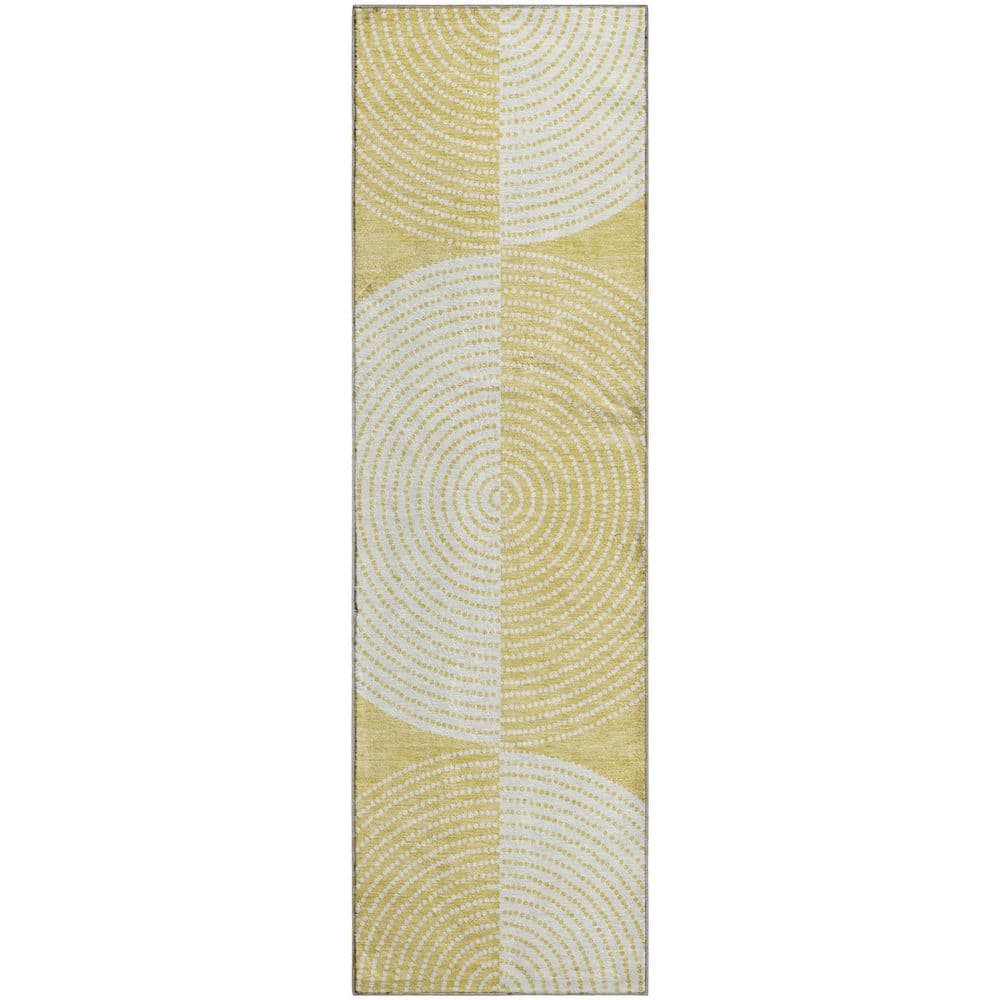 Mayfield Premium Machine Washable Abstract AMF2275 Gold 2 ft. x 7 ft. Runner Rug price history on PriceWatchPro