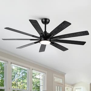 62 in. Indoor Plywood 120-Volt 134 RPM Traditional Black Ceiling Fan with Integrated LED, 9 Reversible Blades and Remote