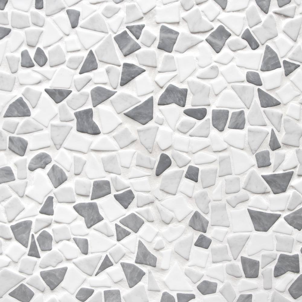 12" x 12" Mixed Gray Pebble Glass and Marble Mosaic Tile
