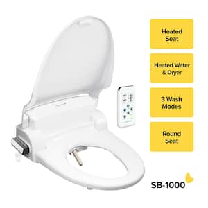 Electric Bidet Seat for Round Toilets in White