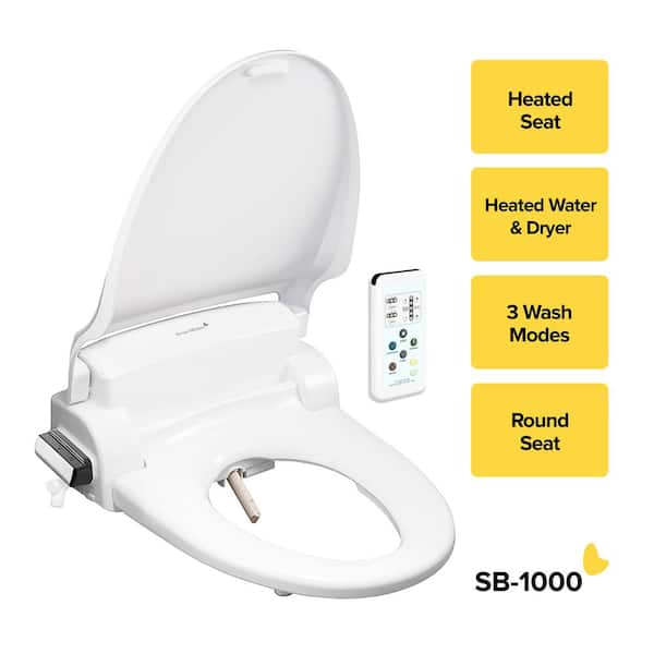 SmartBidet Electric Bidet Seat for Round Toilets in White