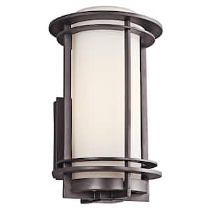 Pacific Edge 13.25 in. 1-Light Architectural Bronze Outdoor Hardwired Wall Cylinder Sconce with No Bulbs Included
