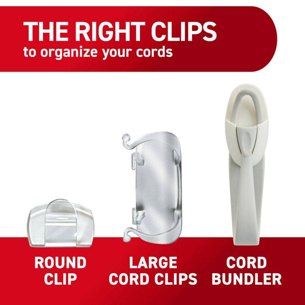 Clear Self-Adhesive Round Cord Clips, 10 Pack