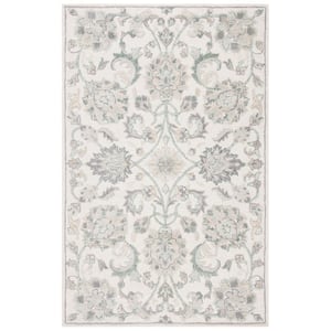 Glamour Ivory/Gray 5 ft. x 8 ft. Border Floral Area Rug