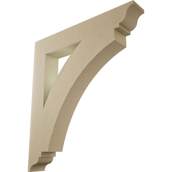 Ekena Millwork 5.5 in. x 40 in. x 36 in. Thorton Traditional Rough Cedar Woodgrain Timberthane Polyurethane Bracket, Primed Tan