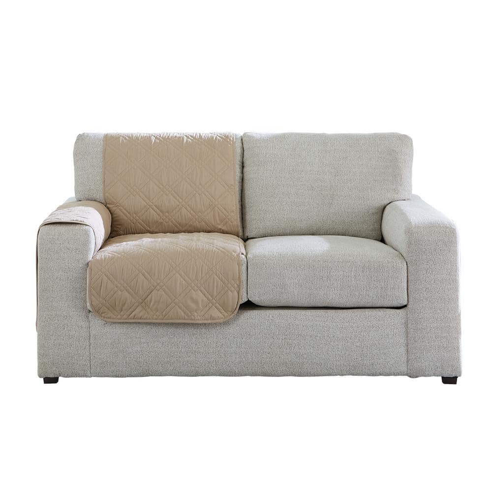 Sure-Fit Gemma Taupe Polyester Waterproof Corner Sectional Sofa Furniture Protector Slipcover