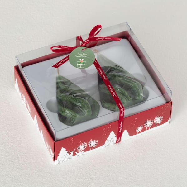 Vance Kitira 4" Green Christmas Tree Candle Set of 2